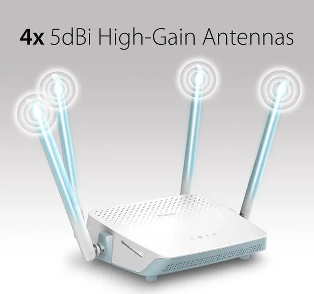 Alt view image 2 of 7 - D-Link Eagle Pro AI AC1200 WiFi 5 Smart Mesh Router - Dual Band Gigabit Wireless Internet Router, 4 Gigabit LAN Ports, MU-MIMO, Parental Controls, Works with Google Assistant/Alexa (R12)