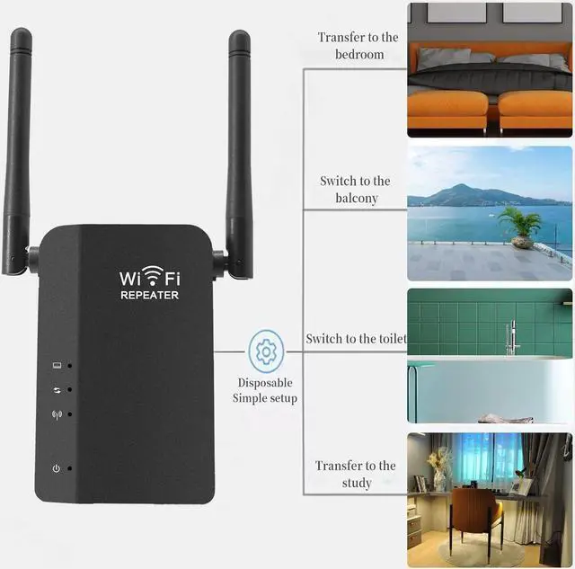 Alt view image 2 of 6 - Black WiFi Extender WiFi Booster 300Mbps WiFi Amplifier WiFi Range Extender WiFi Repeater for Home 2.4Ghz On-Ly #G5E7w