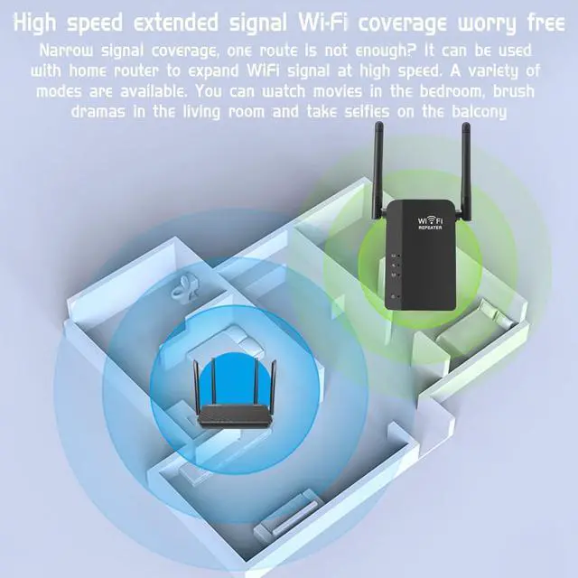 Alt view image 4 of 6 - Black WiFi Extender WiFi Booster 300Mbps WiFi Amplifier WiFi Range Extender WiFi Repeater for Home 2.4Ghz On-Ly #G5E7w