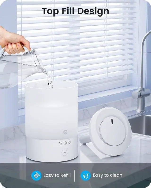 Alt view image 3 of 7 - Esemoil 2.5L Cool Mist Humidifiers for Bedroom Large Room, Smart WiFi Air Humidifier with Top-Fill & 28dB Quiet, 24H Ultrasonic Diffuser for Plants, 8 Color Light, Voice Control, Works with Alexa
