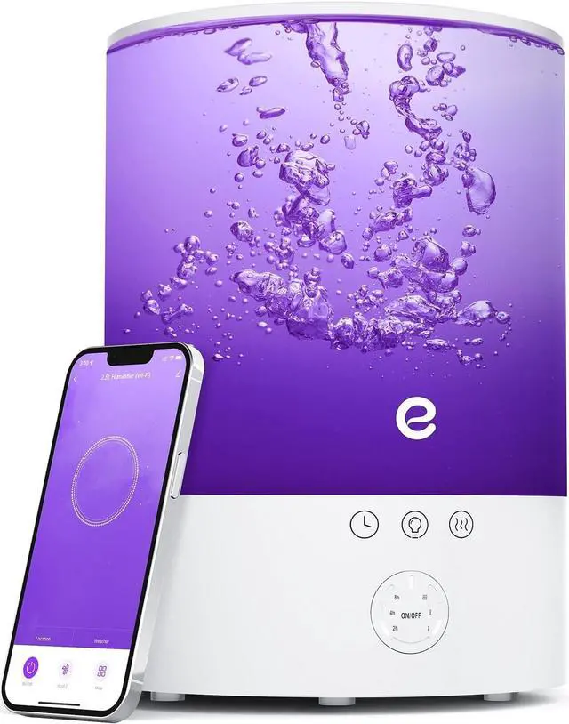 Main image of Esemoil 2.5L Cool Mist Humidifiers for Bedroom Large Room, Smart WiFi Air Humidifier with Top-Fill & 28dB Quiet, 24H Ultrasonic Diffuser for Plants, 8 Color Light, Voice Control, Works with Alexa