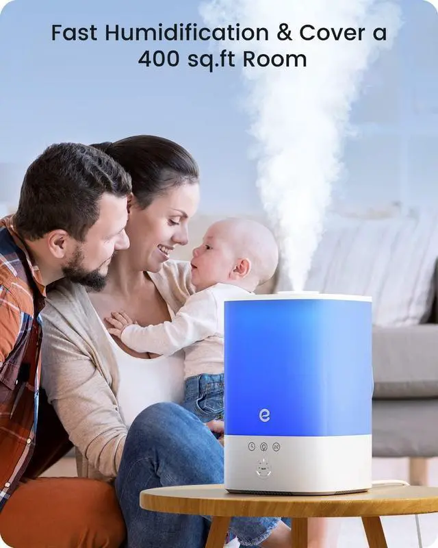Alt view image 4 of 7 - Humidifiers for Bedroom Large Room, Esemoil Smart Cool Mist Humidifiers, 3.5L Top Fill & 28dB Quiet, 40H Plant Air Ultrasonic Diffuser with 8 Color Light, Voice Control, Compatible with Alexa