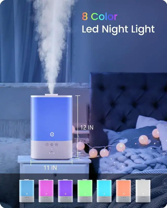 Alt view image 7 of 7 - Humidifiers for Bedroom Large Room, Esemoil Smart Cool Mist Humidifiers, 3.5L Top Fill & 28dB Quiet, 40H Plant Air Ultrasonic Diffuser with 8 Color Light, Voice Control, Compatible with Alexa