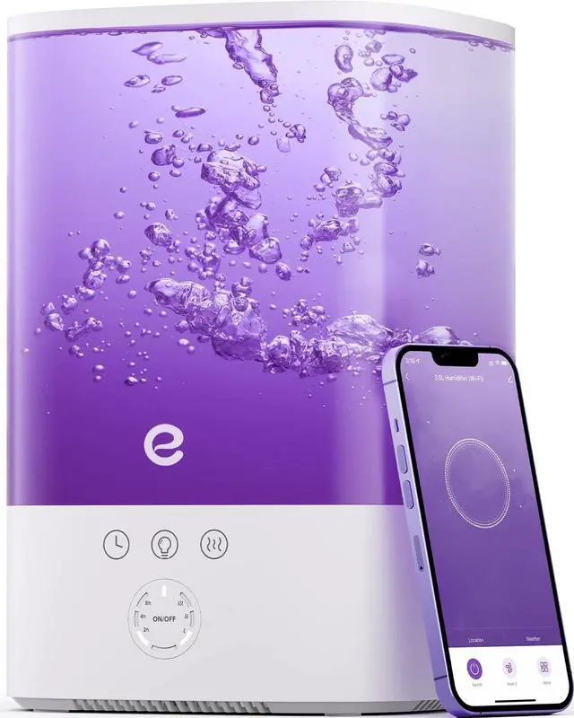 Main image of Humidifiers for Bedroom Large Room, Esemoil Smart Cool Mist Humidifiers, 3.5L Top Fill & 28dB Quiet, 40H Plant Air Ultrasonic Diffuser with 8 Color Light, Voice Control, Compatible with Alexa