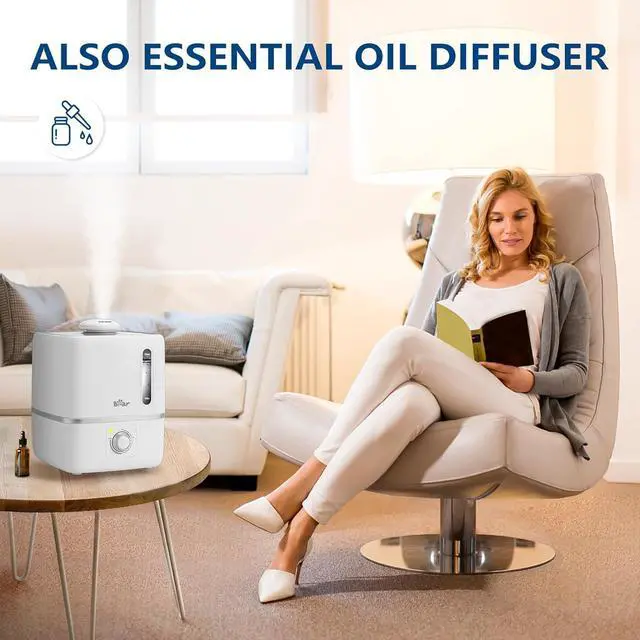 Alt view image 7 of 7 - Humidifiers for Bedroom, 3L Quiet Cool Mist Humidifier with 360° Nozzle, Essential Oil Diffuser, Rapid Ultrasonic Humidifier for Baby Nursery and Plant, Auto Shut-Off, 25H Work Time, White