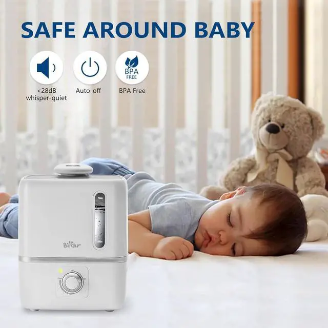 Alt view image 6 of 7 - Humidifiers for Bedroom, 3L Quiet Cool Mist Humidifier with 360° Nozzle, Essential Oil Diffuser, Rapid Ultrasonic Humidifier for Baby Nursery and Plant, Auto Shut-Off, 25H Work Time, White