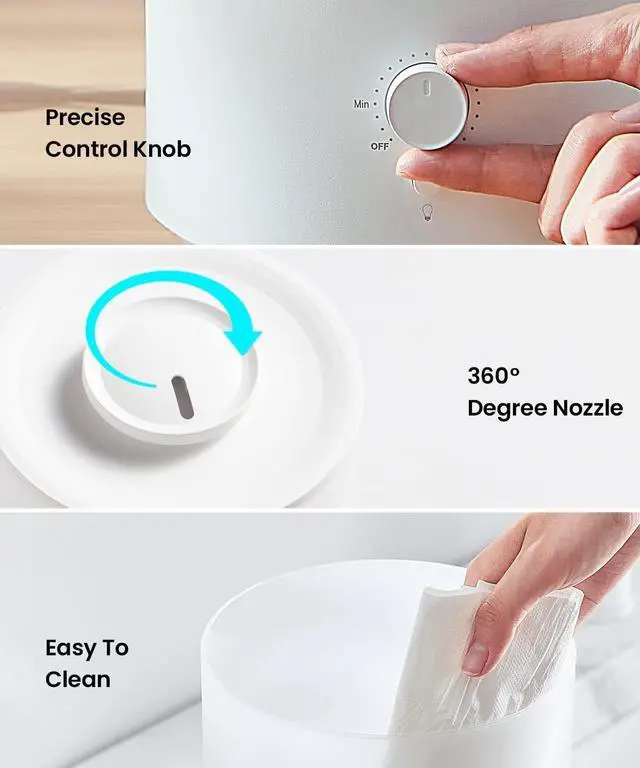 Alt view image 5 of 7 - Pharata® Humidifiers for Bedroom Large Room, 2.5L Cool Mist Humidifier with Essential Oil Diffuser, Top Fill Humidifier for Baby, Home, Plant, Ultrasonic Humidification for whole house, Auto Shut-Off,