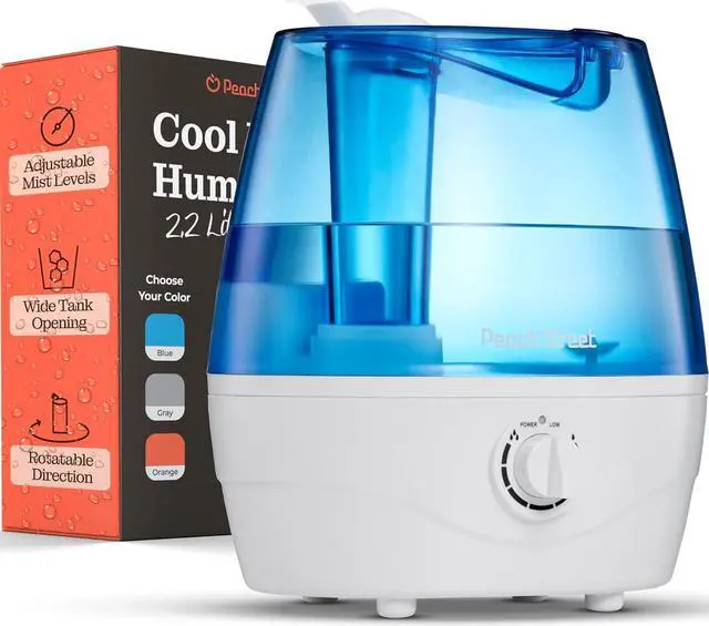 Main image of Cool Mist Humidifiers for Bedroom - 2.2L Water Tank, Baby, Office, Quiet Ultrasonic Air Vaporizer, Adjustable Mist Level, 360 Nozzle Rotation, Auto-Shut Off, Large Area Humidifier Easy Fill and Clean