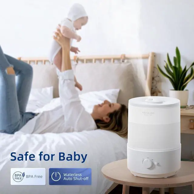 Alt view image 4 of 7 - ASAKUKI Humidifiers for Bedroom Home, 3L Top Fill Cool Mist Small Air Humidifier for Baby Nursery Plants Large Room, Essential Oil Diffuser, Night Light, Quiet, Auto Shut-Off, 360 Nozzle, 30H Runtime