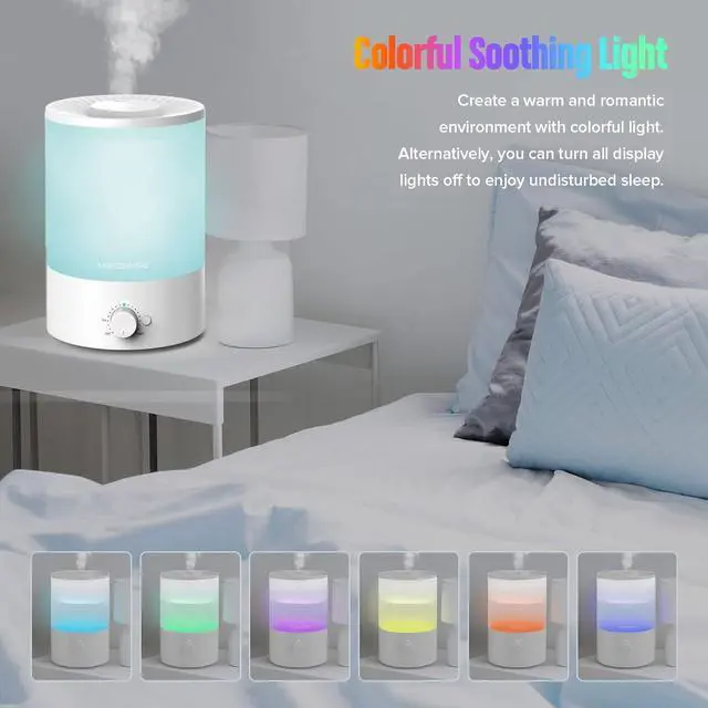 Alt view image 5 of 7 - MegaWise Top Refill 7-colour Night light humidifier for Kid bedroom with 3.5L Large Capacity, No leakage with Stable Fine Mist Output