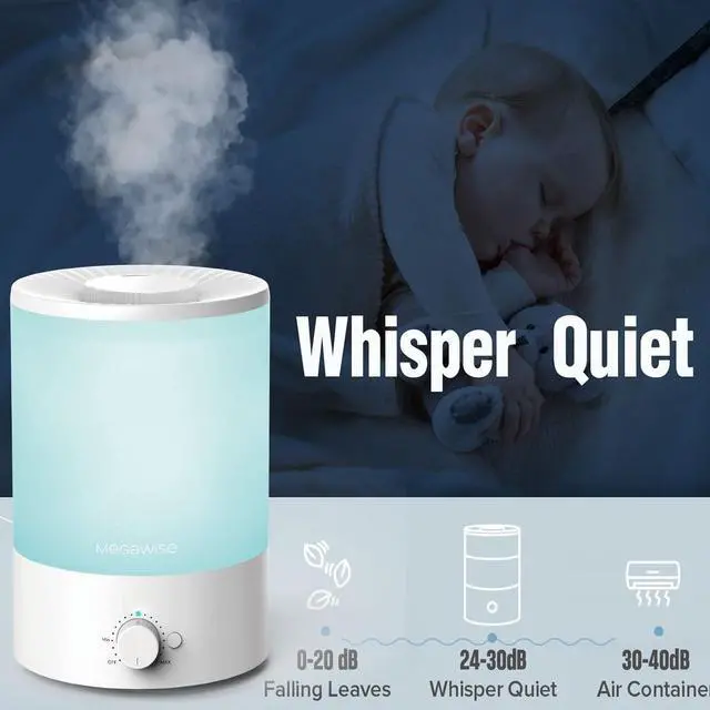 Alt view image 3 of 7 - MegaWise Top Refill 7-colour Night light humidifier for Kid bedroom with 3.5L Large Capacity, No leakage with Stable Fine Mist Output
