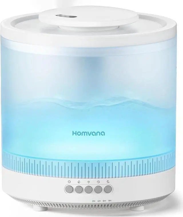 Main image of Homvana Humidifiers for Bedroom 1.8 L Top-Fill Cool Mist Humidifier for Baby Nursery Plants Kids Home, 3-in-1 Diffuser with Night Light, Auto Mode, Esserntial Oil, BPA Free, 30H Working Time