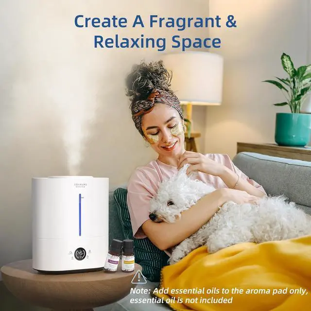 Alt view image 2 of 7 - ASAKUKI Humidifiers for Bedroom Large Room, 4L Adjustable Humidity Control Top-Fill Cool Mist Air Humidifier with Remote, 40H Runtime, Aroma Diffuser, Night Light, Auto Shut-Off for Baby Nursery Plant