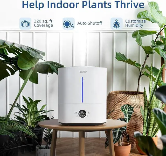 Alt view image 7 of 7 - ASAKUKI Humidifiers for Bedroom Large Room, 4L Adjustable Humidity Control Top-Fill Cool Mist Air Humidifier with Remote, 40H Runtime, Aroma Diffuser, Night Light, Auto Shut-Off for Baby Nursery Plant