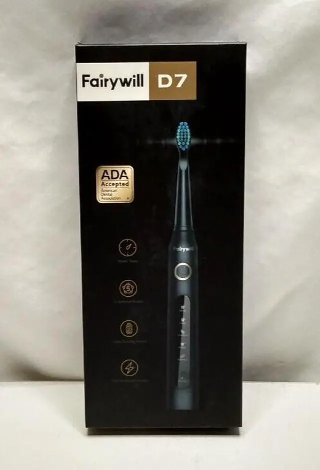 Alt view image 5 of 6 - Fairywill D7 Electric Toothbrush with 4 Brush Heads in Black New