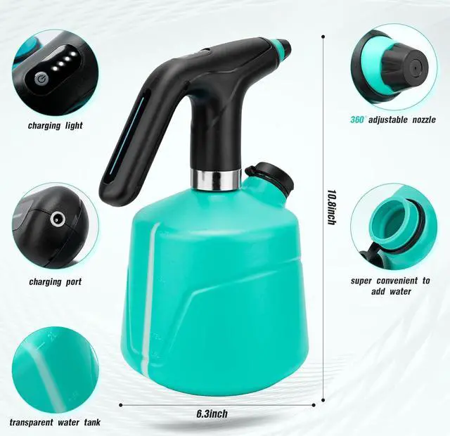 Alt view image 6 of 7 - Electric Water Sprayer 2L - Automatic Plant Mister Spray Bottle Electric Watering Can Fine Mist Sprayer for Indoor Outdoor Plants Garden Sprayer (Green)