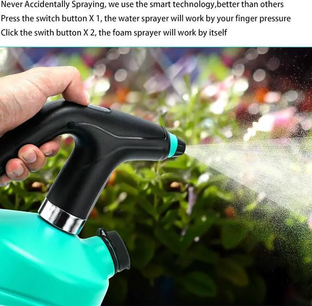 Alt view image 5 of 7 - Electric Water Sprayer 2L - Automatic Plant Mister Spray Bottle Electric Watering Can Fine Mist Sprayer for Indoor Outdoor Plants Garden Sprayer (Green)