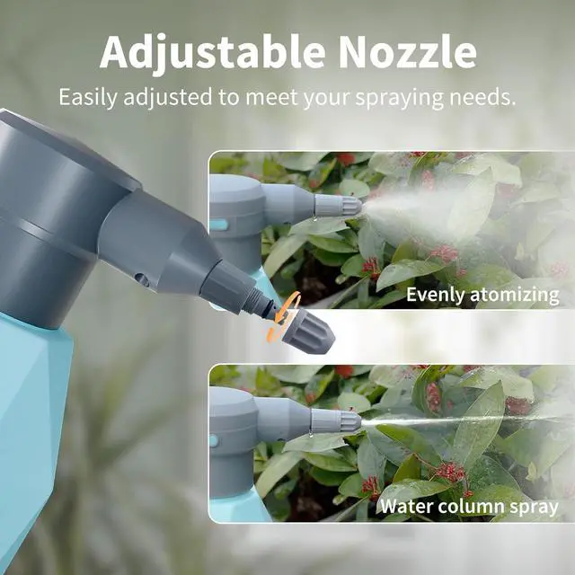 Alt view image 4 of 6 - Diivoo Electric Spray Bottle 2L/0.5Gallon, Rechargeable Battery Powered Sprayer with Adjustable Nozzle, Automatic Watering Can for Indoor/Outdoor Plant Mist and Home Cleaning