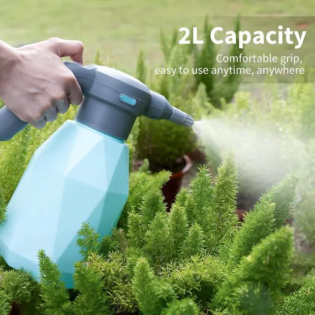 Alt view image 5 of 6 - Diivoo Electric Spray Bottle 2L/0.5Gallon, Rechargeable Battery Powered Sprayer with Adjustable Nozzle, Automatic Watering Can for Indoor/Outdoor Plant Mist and Home Cleaning