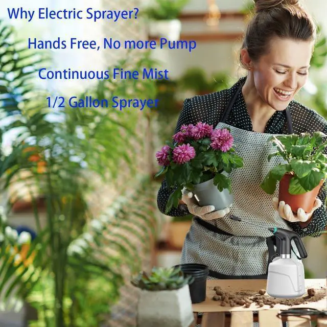 Alt view image 4 of 7 - Electric Water Sprayer - Automatic Plant Mister Spray Bottle 2L Watering Can Fine Mist Sprayer for Indoor Outdoor Plants Garden Sprayer (White)