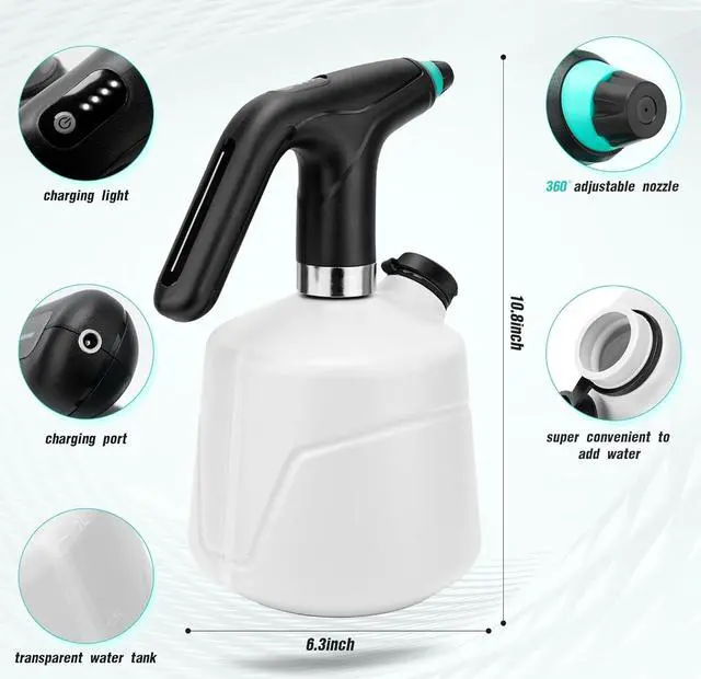 Alt view image 6 of 7 - Electric Water Sprayer - Automatic Plant Mister Spray Bottle 2L Watering Can Fine Mist Sprayer for Indoor Outdoor Plants Garden Sprayer (White)