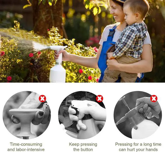 Alt view image 6 of 7 - Electric Spray Bottle, LAWNFUL Plant Spray 0.26 Gallon with Adjustable Nozzle for Garden, Indoor and Outdoor Plant, Also Works as Automatic Sprayer Mister to Contain Alcohol for House Cleaning