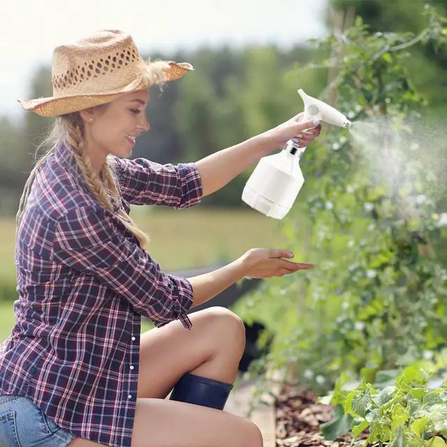 Alt view image 4 of 7 - Watering Can Hand-held Watering Sprayer, Li-Battery and Rechargeable 33 oz Mister Water Spray Bottle with Adjustable Nozzle Ergonomic Grip for Indoor Gardening, Cooling and Cleaning (White)