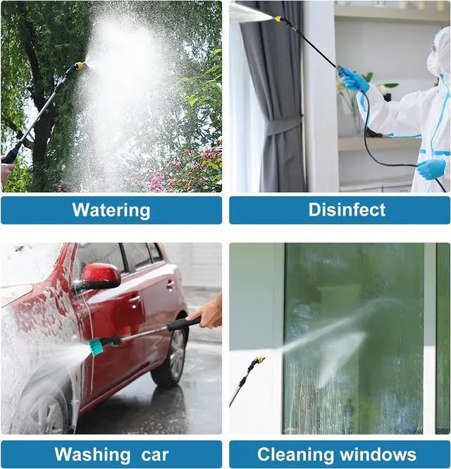 Alt view image 4 of 7 - 1.35 Gallon/5L Battery Powered Sprayer, Electric Garden Plant Sprayer with 3 Mist Nozzles, Rechargeable Handle and Adjustable Shoulder Strap, Portable Automatic Electric Sprayers for Yard Lawn