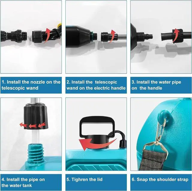 Alt view image 6 of 7 - 1.35 Gallon/5L Battery Powered Sprayer, Electric Garden Plant Sprayer with 3 Mist Nozzles, Rechargeable Handle and Adjustable Shoulder Strap, Portable Automatic Electric Sprayers for Yard Lawn