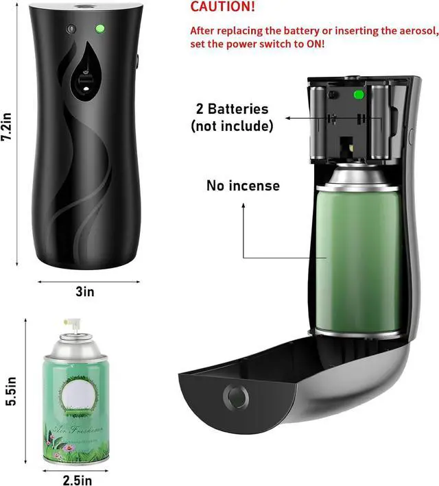 Alt view image 7 of 7 - HOUSEHOLD WORLD Automatic Air Freshener Spray Dispenser, Wall/Standing Battery Powered Aerosol Spray Dispenser with Remote Control for Bathroom, Hotel, Office, Commercial (Black)