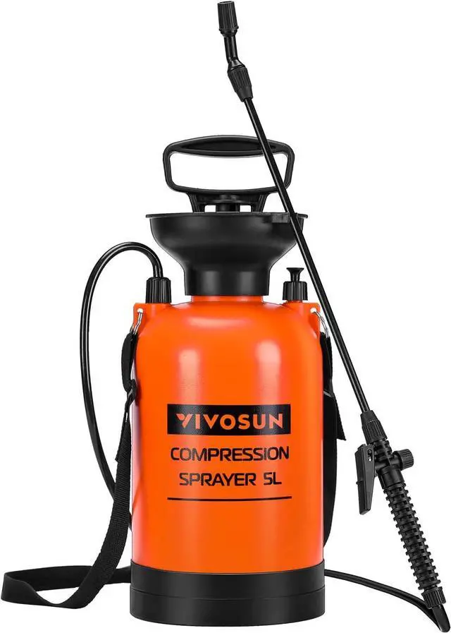 Main image of VIVOSUN 1.35-Gallon Pump Pressure Sprayer, Pressurized Lawn & Garden Water Spray Bottle with Adjustable Shoulder Strap, Pressure Relief Valve, for Spraying Plants, Garden Watering and Household Cleani