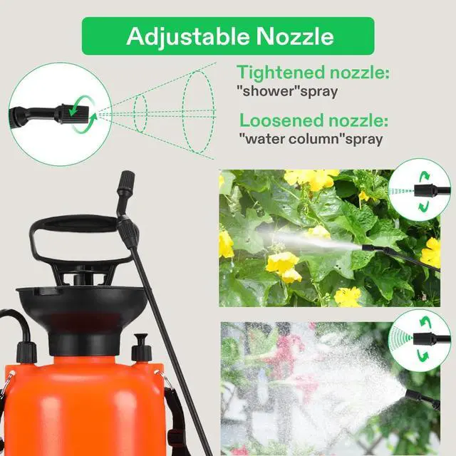 Alt view image 7 of 7 - VIVOSUN 1.35-Gallon Pump Pressure Sprayer, Pressurized Lawn & Garden Water Spray Bottle with Adjustable Shoulder Strap, Pressure Relief Valve, for Spraying Plants, Garden Watering and Household Cleani