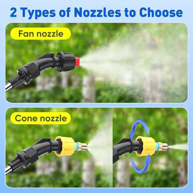 Alt view image 3 of 7 - BlumWay Battery Powered Sprayer 2.9 Gallon, Powerful Electric Sprayer with 2 Mist Nozzles, Rechargeable Handle, Retractable Wand, Foldable Bucket,Garden Sprayer with 196.8Inch Watering Tube for Lawn