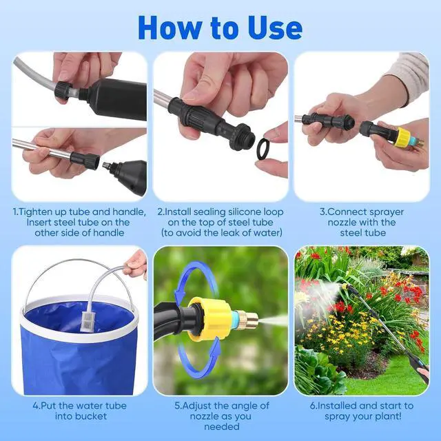 Alt view image 2 of 7 - BlumWay Battery Powered Sprayer 2.9 Gallon, Powerful Electric Sprayer with 2 Mist Nozzles, Rechargeable Handle, Retractable Wand, Foldable Bucket,Garden Sprayer with 196.8Inch Watering Tube for Lawn