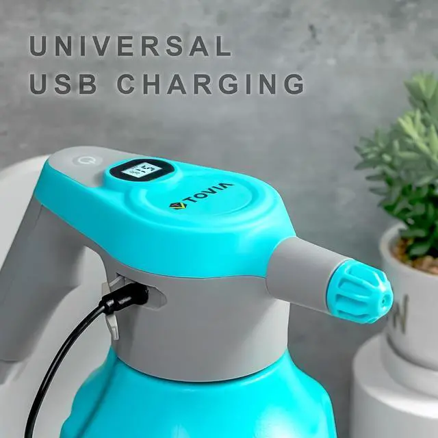 Alt view image 2 of 7 - 0.5 Gallon/2L Battery Powered Sprayer, T TOVIA Electric Sprayer with Adjustable Mist Nozzle and Extension Nozzle, USB Rechargeable Automatic Spray Bottle for Plants, Household Cleaning