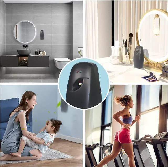 Alt view image 2 of 7 - Automatic Air Freshener Spray Dispenser (2-Pack) ,Free Standing or Wall Mounted Automatic Aerosol Spray Dispenser Adjustable Aromatherapy Machines for Bedrooms, Bathrooms,Offices, Hotels (Black)