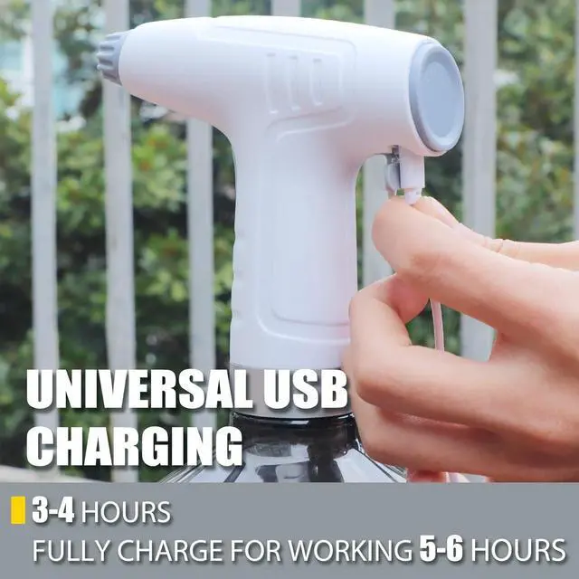 Alt view image 6 of 7 - T TOVIA 1L Electric Plant Mister Spray Bottle for Indoor/Outdoor Plants, Electric Watering Can with Adjustable Copper Spout, Automatic Plant Watering Devices, for Hair, Cleaning Home, Gardening,