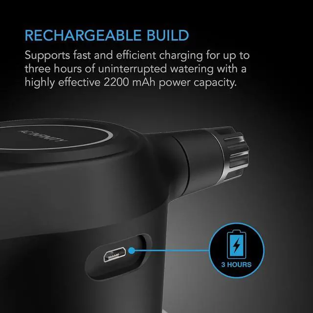 Alt view image 2 of 7 - AC Infinity Automatic Sprayer, 2L Portable Electric Spray Bottle, USB Rechargeable with Adjustable Nozzle Spout for Plants Fertilizing Gardening and Cleaning (Graphite)