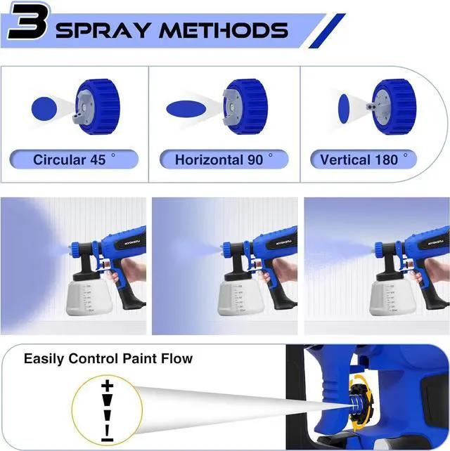 Alt view image 2 of 7 - Paint Sprayer, 700W Home HVLP Electric Paint Spray Gun with 1200ml Container, Paint Gun with 4 Nozzle Sizes, Lightweight, Easy Spraying and Cleaning Perfect for Painting Project, Furniture(Blue)