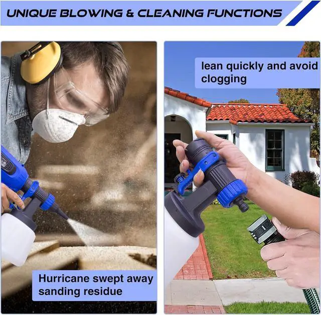 Alt view image 7 of 7 - Paint Sprayer, 700W Home HVLP Electric Paint Spray Gun with 1200ml Container, Paint Gun with 4 Nozzle Sizes, Lightweight, Easy Spraying and Cleaning Perfect for Painting Project, Furniture(Blue)