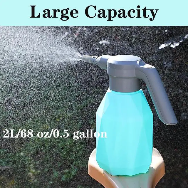 Alt view image 4 of 6 - DOUBFIVSY Electric Plant Sprayer 2L/0.5 Gallon Garden Sprayer Rechargeable Automatic Plant Mister Spray Bottle with Adjustable Spout, Extended Nozzle for Garden Fertilizing Cleaning (Blue)
