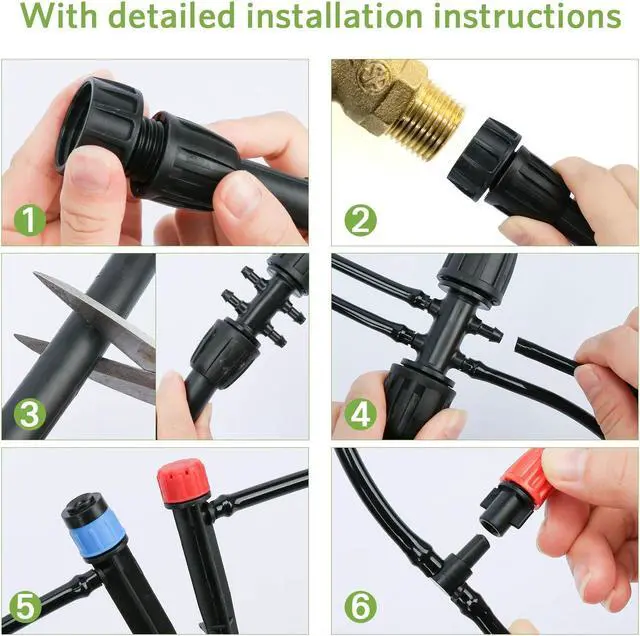 Alt view image 4 of 7 - MIXC 226FT Greenhouse Micro Drip Irrigation Kit Automatic Irrigation System Patio Misting Plant Watering System with 1/4 inch 1/2 inch Tubing Hose Adjustable Nozzle Emitters Sprinkler Barbed Fittings