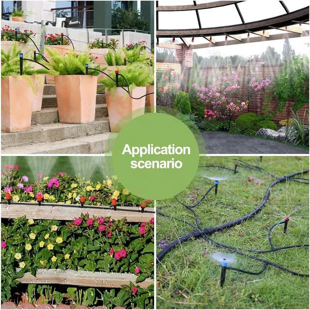 Alt view image 7 of 7 - MIXC 226FT Greenhouse Micro Drip Irrigation Kit Automatic Irrigation System Patio Misting Plant Watering System with 1/4 inch 1/2 inch Tubing Hose Adjustable Nozzle Emitters Sprinkler Barbed Fittings