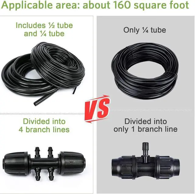 Alt view image 5 of 7 - MIXC 226FT Greenhouse Micro Drip Irrigation Kit Automatic Irrigation System Patio Misting Plant Watering System with 1/4 inch 1/2 inch Tubing Hose Adjustable Nozzle Emitters Sprinkler Barbed Fittings