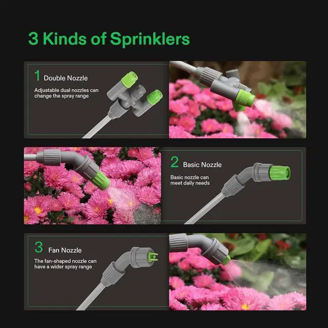 Alt view image 5 of 7 - VIVOSUN 1 Gallon Pump Pressure Sprayer, 4L Pressurized Lawn & Garden Water Spray Bottle with 3 Water Nozzles, Adjustable Shoulder Strap, Pressure Relief Valve, for Plants and Cleaning