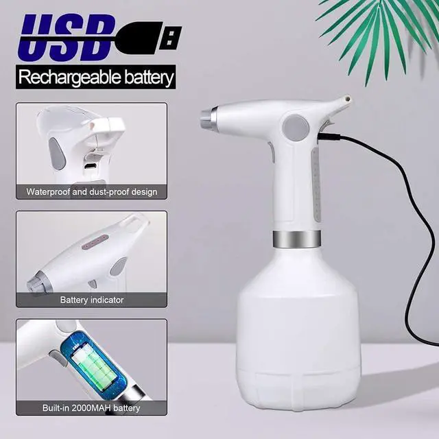 Alt view image 4 of 7 - Automatic Spray Bottle Electric Watering Can Adjustable Water Sprayer Mist to Straight -White