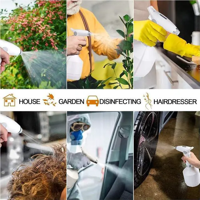 Alt view image 2 of 7 - Automatic Spray Bottle Electric Watering Can Adjustable Water Sprayer Mist to Straight -White