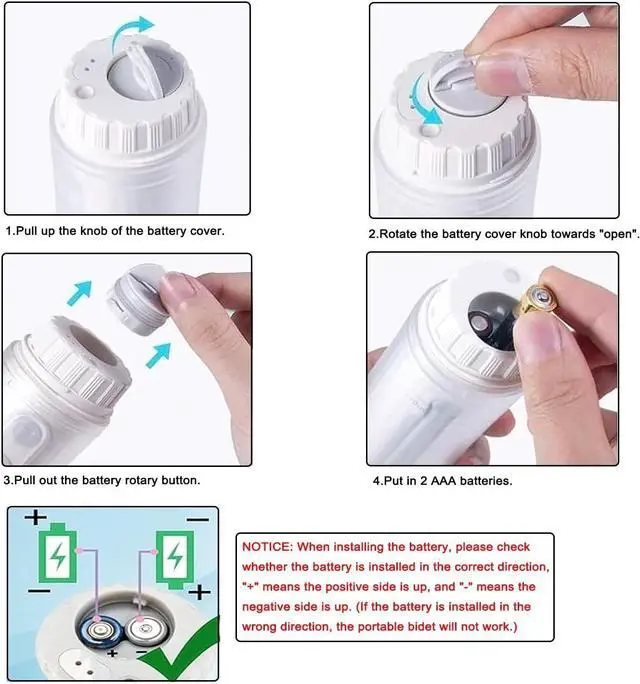 Alt view image 2 of 7 - Portable Travel Bidet by GUSTYLE, IPX6 Waterproof Electric Bidet Sprayer with Automatic Decompression Film and Nozzle 180 Degree Adjustment Perfect for Baby Wash, Personal Care, Disability, Traveling,