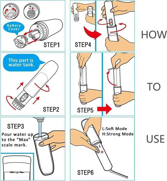 Alt view image 7 of 7 - Portable Travel Bidet by GUSTYLE, IPX6 Waterproof Electric Bidet Sprayer with Automatic Decompression Film and Nozzle 180 Degree Adjustment Perfect for Baby Wash, Personal Care, Disability, Traveling,