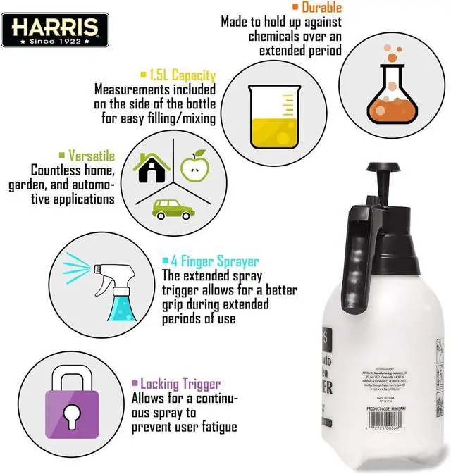 Alt view image 6 of 7 - HARRIS Continuous Hand Pump Pressure Sprayer for Home, Lawn, Garden, Car Detailing and More, 1.5L